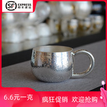 Sterling silver 999 Japanese handmade polished silver cup sterling silver 999 tea cup tea ceremony household tea cup kung fu tea cup