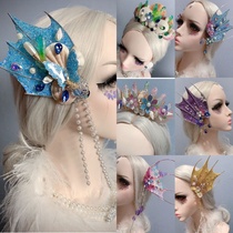 Laser mermaid earrings gradient mackerel ears headdress fairy spirit hair jewelry mermaid props photo studio