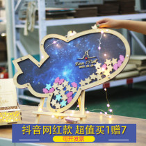 Starry sky signature plate book Sign box Tree table book Wedding ceremony Birthday day Annual meeting Fingerprint layout props Wood chip creativity
