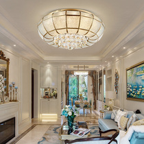 European-style copper ceiling lamp circular Euro living room LED bedroom restaurant lights warm crystal copper lamp