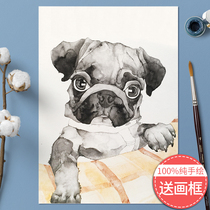 Pet Portrait Cute Photo Turn Pure Hand Painted Sketching Watercolor Lead Animal Dog Kitty DIY Custom Birthday Gift