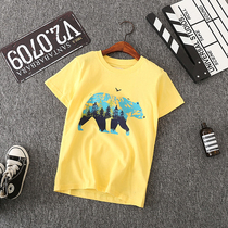 Foreign trade boy short-cut shirt summer big childrens cotton Leisure half-sleeve shirt short-sleeved T-sleeve shirt tide