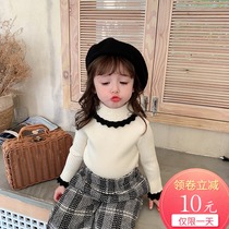 Girls turtleneck sweater autumn and winter New Korean childrens knitwear female baby Foreign style thick long sleeve bottoming coat