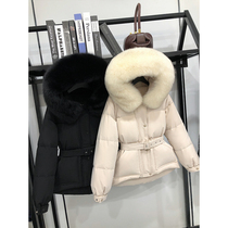 MRMW short down jacket female 2021 Winter new Korean version of Chao big fox fur collar belt thin hooded thick