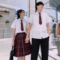 dk uniform male shirt short sleeve white shirt set of student mistress dress class Korean version loose foundation JK uniform woman