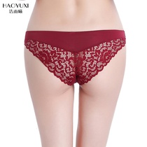New ice silk underwear women sexy seamless breifs cotton crotch lace transparent ladies underwear