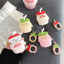 Japan and Korea cute strawberry banana milk drink Airpods protective cover wireless earphone set for couples silicone