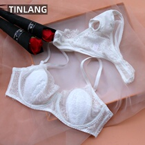 Big chest small bra ultra-thin lace underwear set women thin non-dew point summer bra large size European and American bra