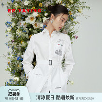 EPYAYING Ya YING womens simple printing medium long shirt dress 2021 summer new 4512A