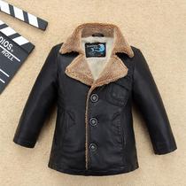 Boys winter clothes plus velvet jacket 3-4-5 years old baby children autumn and winter long thick children Korean leather 6