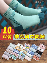Socks female stockings ins tide Korean version of academic style spring and summer thin ladies long tube Japanese cute cotton socks students