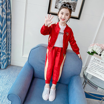 Girl set 2021 autumn new childrens foreign style Fashion Net Red Girl in the big Children Spring and Autumn sports two-piece set