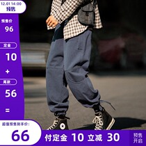 Original homemade autumn ins overalls mens Tide brand loose straight tube wide legs can tie the foot drawstring sports Haren pants