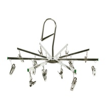 Stainless Steel Windproof Clothes Hanger Multi Clips Sun-hanger Children Socks Clips Baby Hanger Folding Drying Clothes Hanger Clips