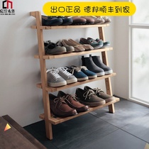 Japanese simple solid wood shoe rack Multi-layer household partition shelf storage shelf wall Nordic shoe rack dustproof