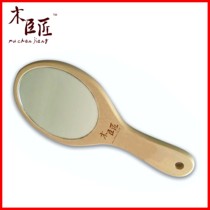 Beauty salon semi-permanent micro-handle mirror wooden makeup micro-whole oral dental Oval small mirror