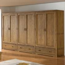 Elm wardrobe modern Korean storage furniture simple solid wood mortise and tenon combination wooden wardrobe