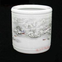 Study Four Treasures Jingdezhen Ceramic Pen Holder Snow Warm Winter Increase Number Pen Holder