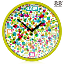 Li Li Art hanging clock Living room mute hanging table Fashion creative minimalist clock Round point Tian Yuan Cute Timepiece _