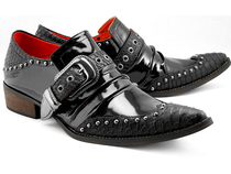 New British pointed shoes metal rivets nightclub catwalk casual trend mens shoes hairdresser shoes