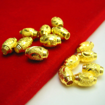 Jewelry gold road pass long transfer beads for men and women 14K gold pure gold frosted olive big necklace pendant jewelry