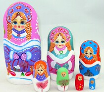 Russian set of dolls 7 layers of painted seven layers of fairy tales big braids baby childrens educational and tasteless wooden toys