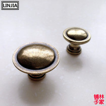 Green bronze European antique retro wardrobe cabinet door drawer round handle handle simple furniture pastoral handle 1146