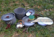 BRS-157 Outdoor BBQ Picnic Cooker Set Pan 6-8 Large Camping Pot Frying Pan Set