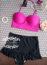 Thailands bikini womens small chest gather steel support womens foreign trade swimsuit split steel ring slim high waist swimsuit 2020