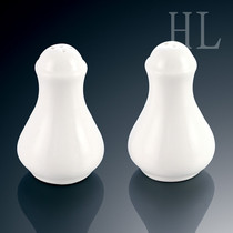 Hotel tableware magnesium white porcelain Japanese ceramic seasoning bottle barbecue pepper pot round head salt bottle