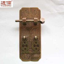 Yuanru copper sculpture Chinese antique furniture accessories Pure copper bookcase cabinet door straight handle Jinxiu mountain water large handle
