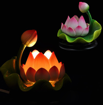 Hand color ceramic lotus lamp Buddha offering lamp Buddhist supplies for Buddha lamp Fo lamp oil lamp Buddhist hall decoration led Buddha headlight