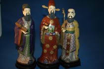 (Surviving orphans-Beijing only set) 60s old cloisonne Fu Lu Shou Samsung platinum ornaments set