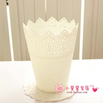Plastic high barrel vase can be planted with real flower arrangement European pastoral flower pot flower vase
