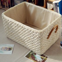 Pastoral grass vine weaving storage basket Japanese storage box clothes toy storage box sundry basket snack frame