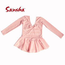 Sansha Childrens ballet dance suit Cotton long sleeve Chiffon dress Childrens national dance body practice gymnastics suit