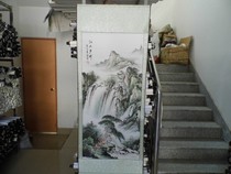 National Painting Calligraphy Painting Water Township Gift Decoration Painting Landscape Painting Four-foot Vertical Banner Green Mountain Show Water Living Room Decorated