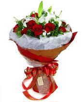 Shanghai Flower Express Flower Shop Orders Order Flowers Red Rose 18 Bouquet Jinqiao Road Flower Pudong Flowers
