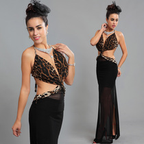 Lan Guifang Sexy Dew back evening dress Black yellow BAO WEN Lions dress No sleeves Belly Leather Dance Perspective Nightclub Clothes Hangers