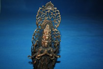 (Boutique) Old foreign trade export copper gilt 11-sided Guanyin Buddha statue old bronze gilt Guanyin statue collection