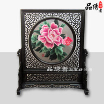 Hunan embroidery boutique peony blossom rich double-sided embroidery living room decoration painting pure hand embroidery finished painting