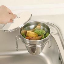 South Korea imported kitchen sink stainless steel drain bin hanging suction cup garbage storage bucket