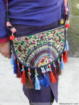 Embroidery oblique backpack Cross-stitch Miao embroidery Bai embroidery cloth bag white bag handmade Sui Sui color beads cross-body bag for women