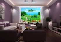 Landscape landscape painting full shading roller blinds curtain sun pull up and down bead shaft rope lifting living room bedroom custom painting