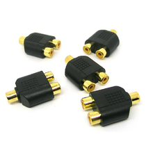Gold plated 1 2 AV adapter Lotus female to female tee RCA Female tee 1 2 AV adapter