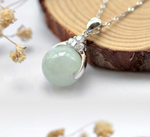 Pure natural A goods jadeite silver bead pendant