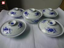 Jingdezhen blue and white kitchenware Linglong porcelain insulation belt bowl rice bowl dish soup plate gift porcelain
