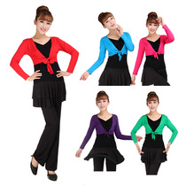 New square dance costume fake two-piece top culottes suit Dance suit Latin dance practice suit