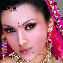 Yiwu factory price) Imported Nepal exquisite colorful earrings nose chain integrated chain)High-end Indian belly dance nose chain
