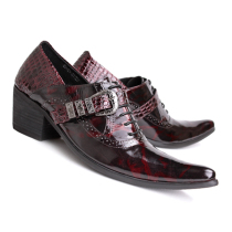 2014 Korean version of the trendy mens high-heeled pointed-toe mens shoes British personality casual shoes hairdresser stylist high-heeled leather shoes